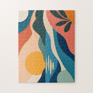 Abstract Sunset Landscape Modern Art Jigsaw Puzzle