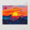 Abstract Sunset Over Mountains with Fiery 