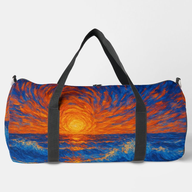 Abstract Sunset over Ocean Waves Duffle Bag (Front)