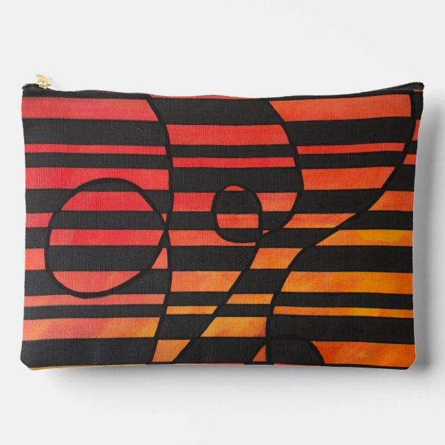 Abstract Sunset Stripes with Bold Geometric Shapes Accessory Pouch (Front)