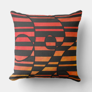 Abstract Sunset Stripes with Bold Geometric Shapes Cushion
