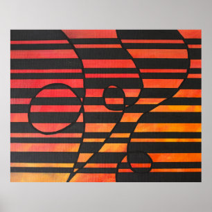 Abstract Sunset Stripes with Bold Geometric Shapes Poster