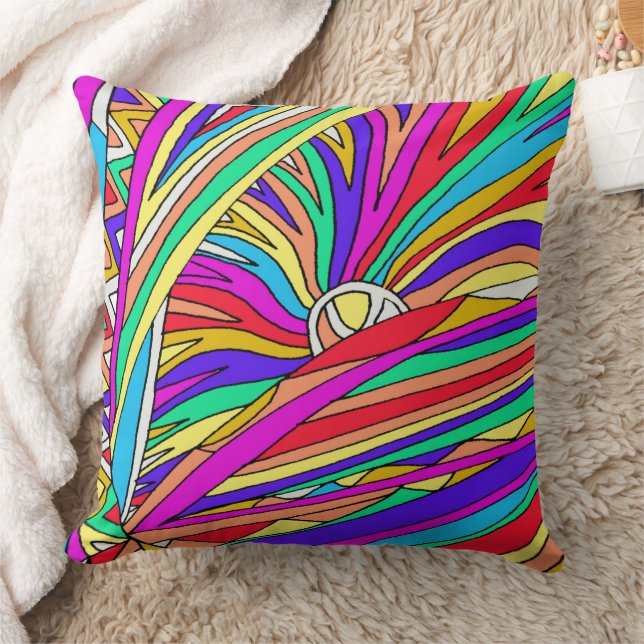 Abstract Sunset Throw Pillow (Blanket)