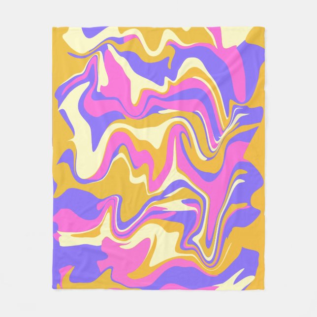 Abstract Sunset Tones Inspired Organic Flow Fleece Blanket (Front)