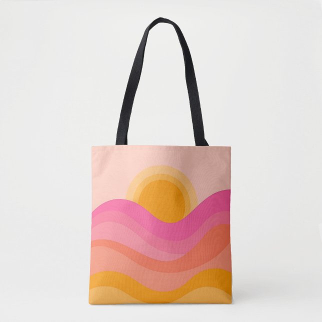 Abstract Sunset Tote Bag | Pastel Wave (Front)