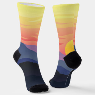 Abstract Sunset View Pattern  Socks