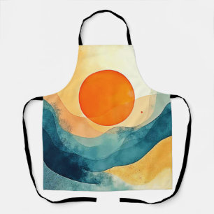 Abstract Sunset Waves Art Apron