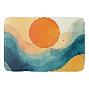 Abstract Sunset Waves Art Bath Mat