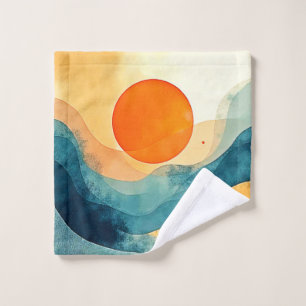 Abstract Sunset Waves Art Bath Towel Set