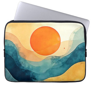 Abstract Sunset Waves Art Laptop Sleeve