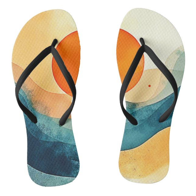 Abstract Sunset Waves Art Thongs (Footbed)