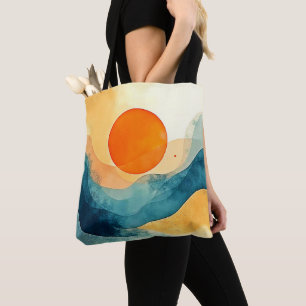 Abstract Sunset Waves Art Tote Bag