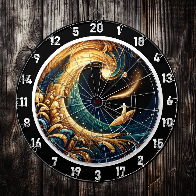 Abstract Surfer Beach Energy Art Dartboard (Creator Uploaded)