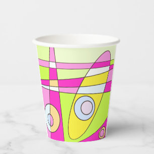 Abstract Surfing Bright Pink Green Bubblegum Paper Cups