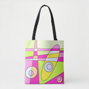 Abstract Surfing Bright Pink Green Bubblegum  Tote Bag