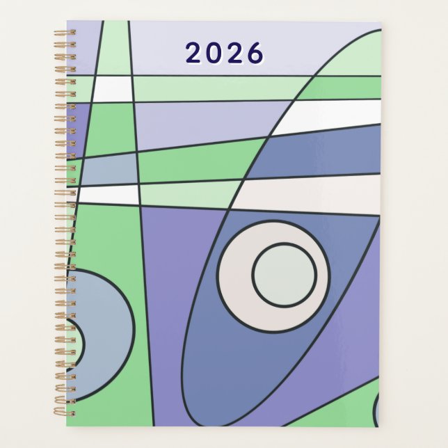 Abstract Surfing Green Purple Planner (Front)