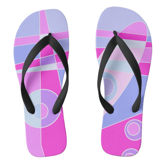 Abstract Surfing Hot Pink Purple Thongs (Footbed)