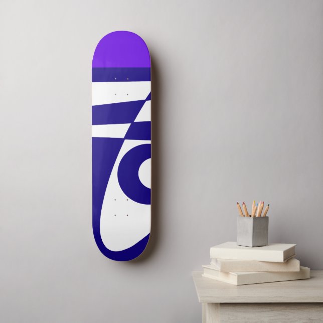 Abstract Surfing - Indigo Purple Navy Blue White  Skateboard (Wall Art)