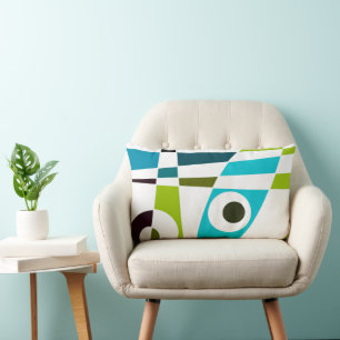 Abstract Surfing Olive Blue Teal Planner Lumbar Cushion