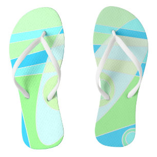 Abstract Surfing Pastel Blue Green Thongs