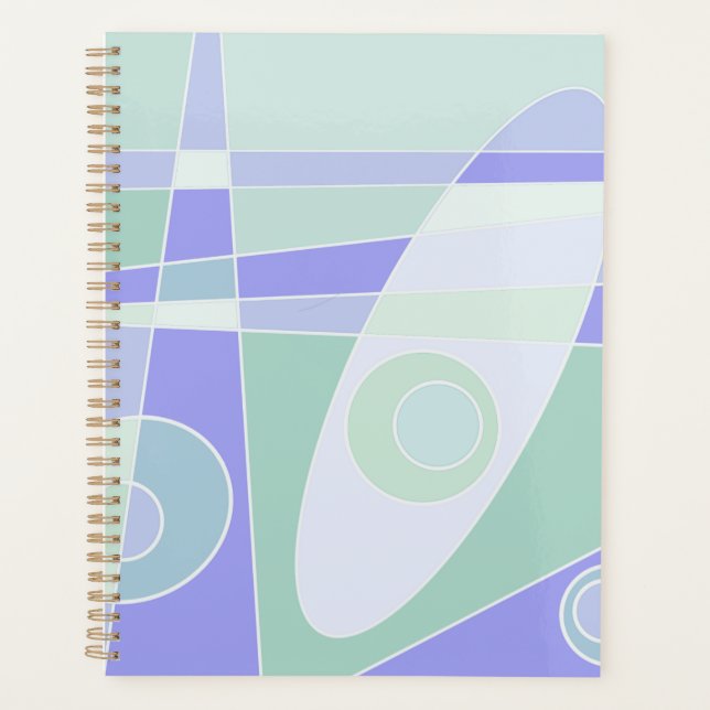 Abstract Surfing Pastel Purple Green Planner (Front)