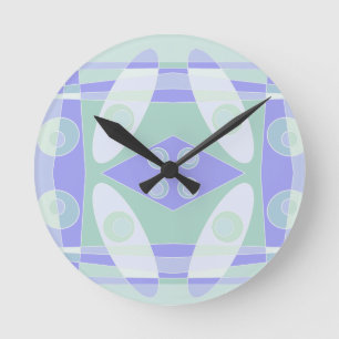 Abstract Surfing Pastel Purple Green Round Clock
