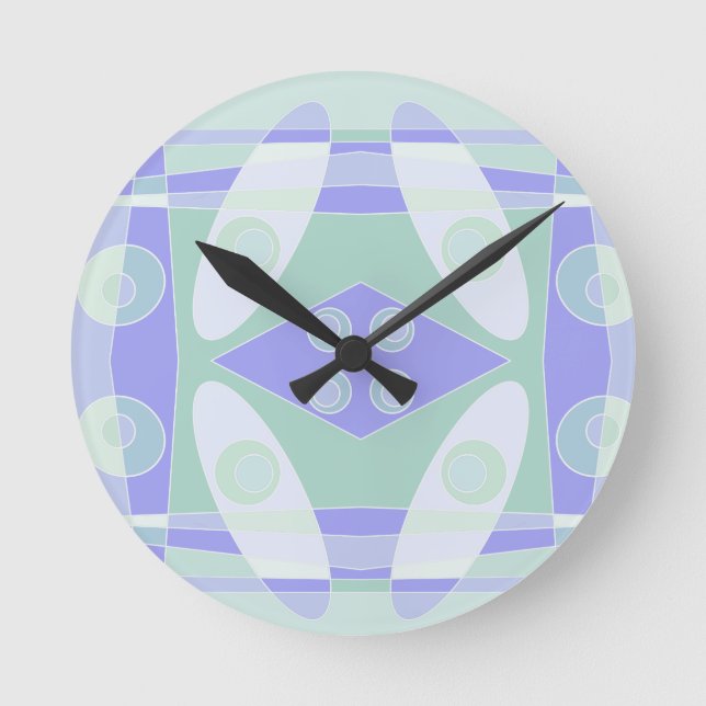 Abstract Surfing Pastel Purple Green  Round Clock (Front)