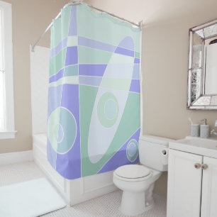 Abstract Surfing Pastel Purple Green Shower Curtain