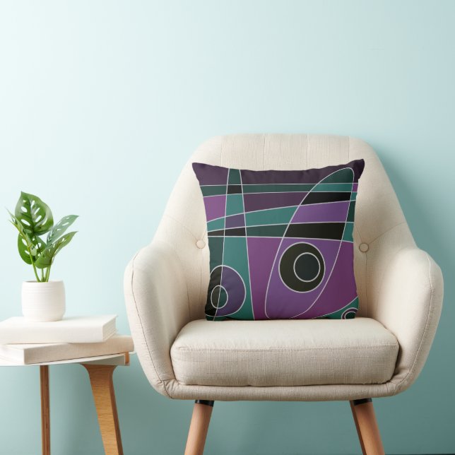 Abstract Surfing Teal Purple Cushion (Chair)