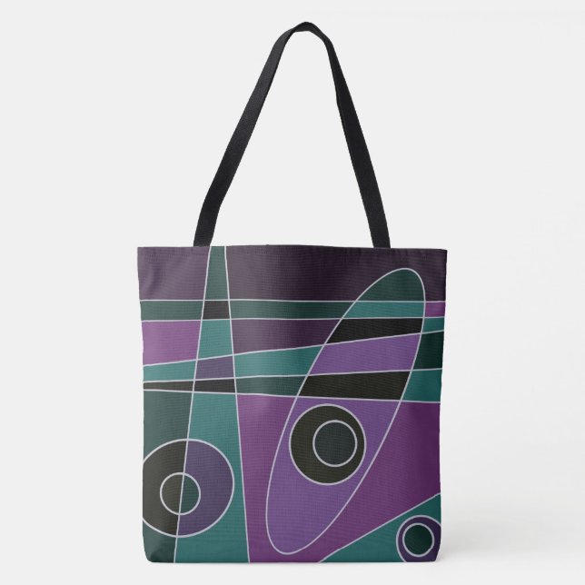 Abstract Surfing Teal Purple Tote Bag (Front)
