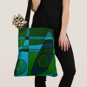 Abstract Surfing Turquoise Green Shade Tote Bag