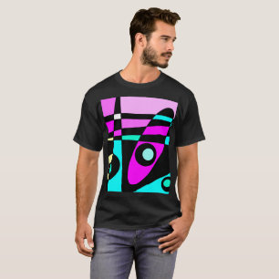 Abstract Surfing Turquoise Hot Pink Yellow Black T-Shirt