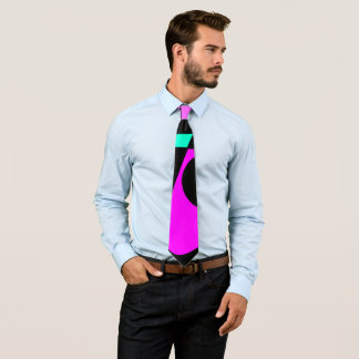 Abstract Surfing Turquoise Hot Pink Yellow Black Tie