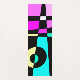 Abstract Surfing Turquoise Hot Pink Yellow Black Yoga Mat