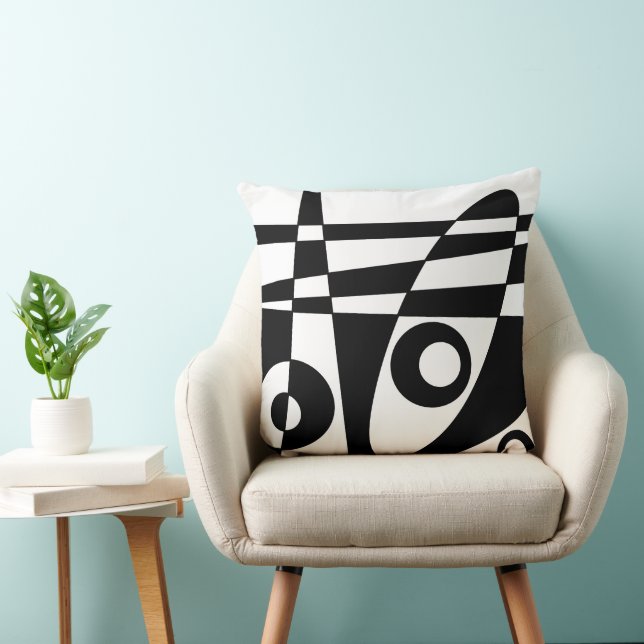 Abstract Surfing White Black Check Cushion (Chair)