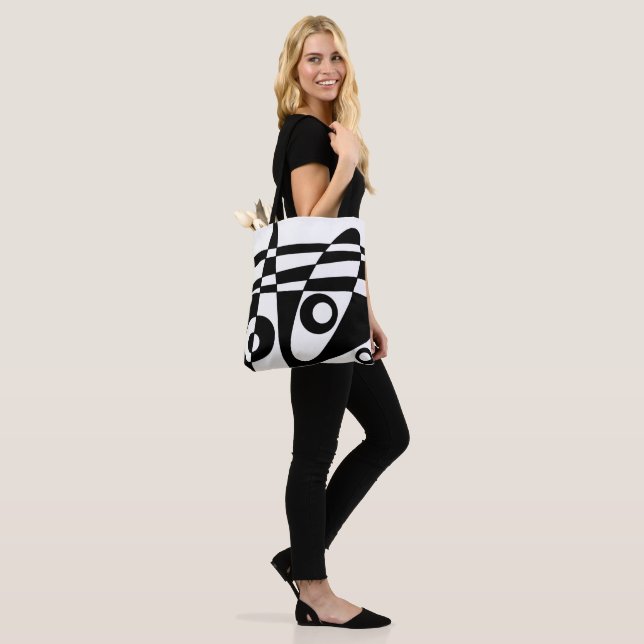 Abstract Surfing White Black Check Tote Bag (On Model)
