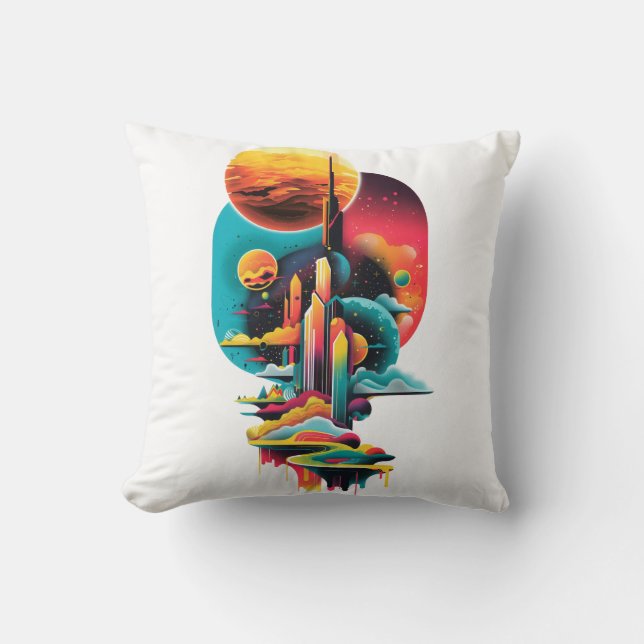 Abstract surreal dreamy landscape cushion (Front)