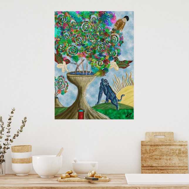 Abstract Surreal Fantasy Art Floral Poster (Kitchen)