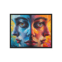 Abstract Surreal Portrait – Three Faces Artwork