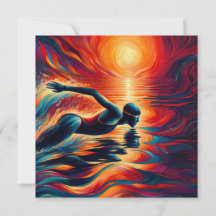 Abstract Swimmer Art Pillow, Swimming Gift, Decor