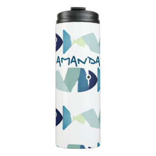 Abstract Swimming Blue Fish Thermal Tumbler