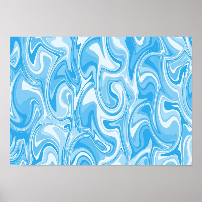 Abstract Swirl Art - Blue Poster (Front)