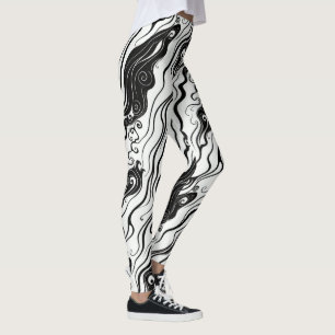 Abstract Swirl Art Flowing Liquid Clouds Leggings