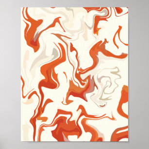 Abstract Swirl Art with Orange & Cream Tones Poster