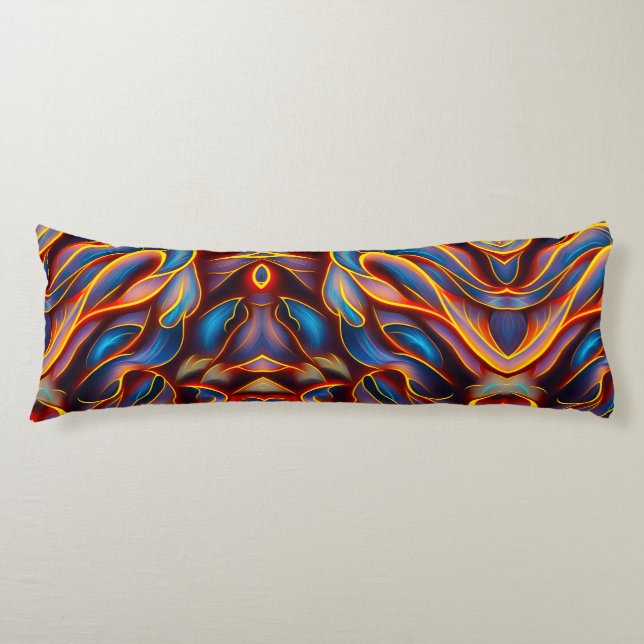 Abstract Swirl Blue Red Flames Body Cushion (Front)