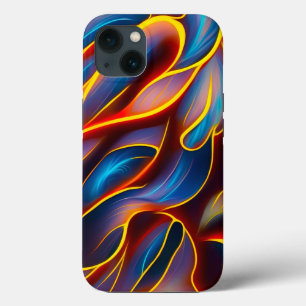 Abstract Swirl Blue Red Flames iPhone 13 Case