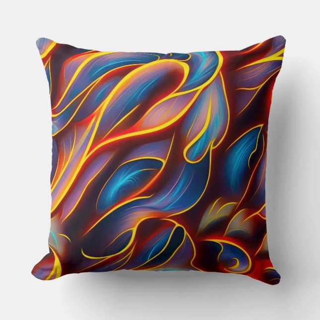 Abstract Swirl Blue Red Flames Cushion (Front)