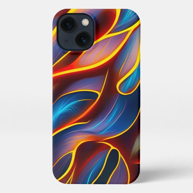 Abstract Swirl Blue Red Flames iPhone Case (Back)