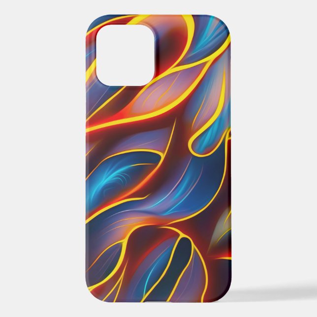 Abstract Swirl Blue Red Flames iPhone Case (Back)