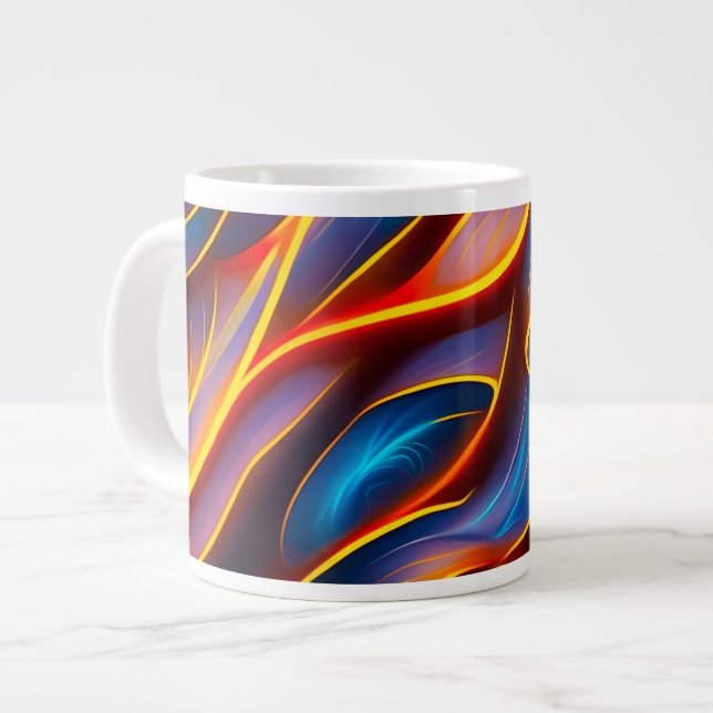 Abstract Swirl Blue Red Flames Large Coffee Mug (Front Left)